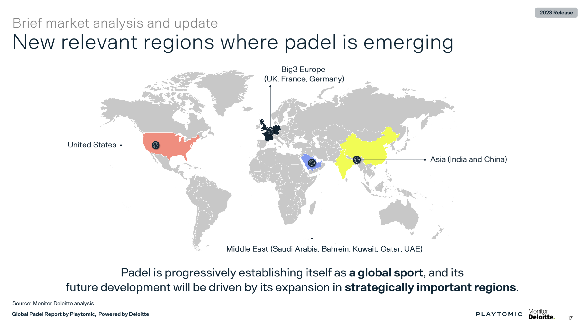 Mapa mundial mostrando o crescimento de clubes e campos de pádel